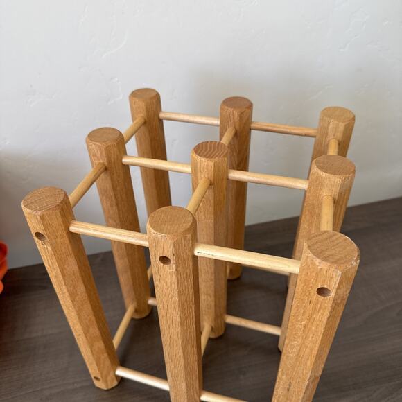 Vintage Mid Century Modern MCM SOLID WOOD Wine Rack‎ Umbrella Holder Handmade - Picture 4 of 9